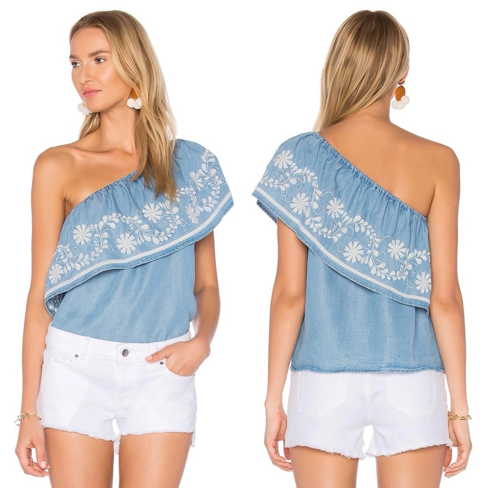 Rebecca Minkoff Rita One-shoulder Embroidered Top